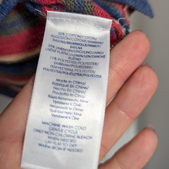 Chaps Sweater Classic Comfort Striped Women's Knit, V Neck 1/4 Lace, Multicolor - Picture 4 of 10